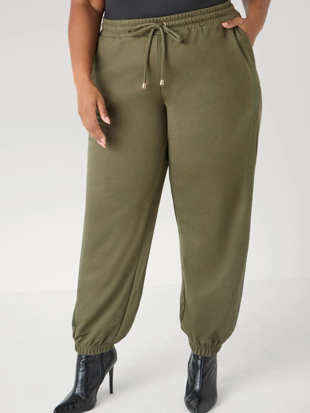 Ashley Stewart Olive Green Knit Jogger Set - Picture 4 of 5